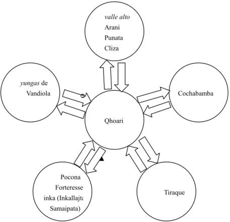 Fig.  5  Schéma montrant les relations que Qhoari entretient avec différents étages écologiques