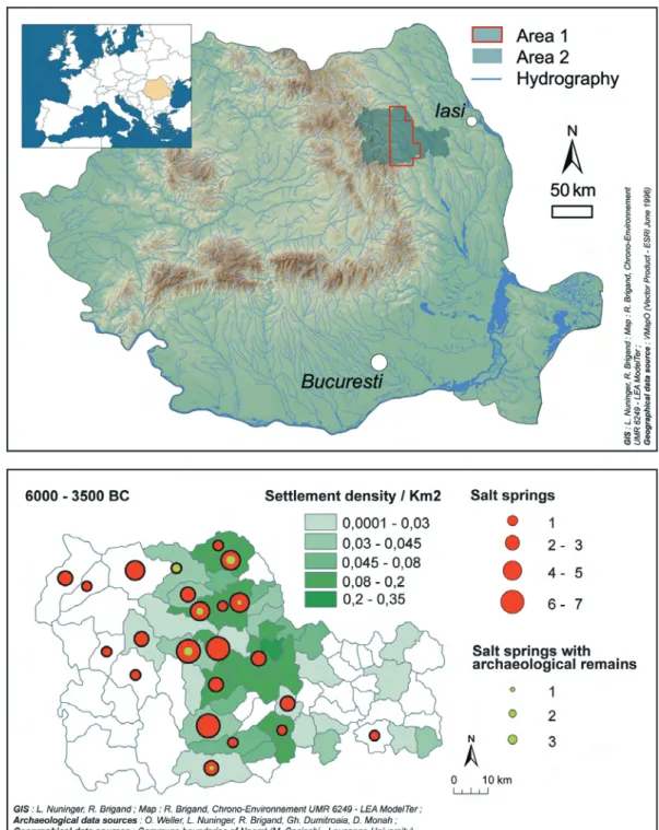 Fig. 1: Study areas in  Romania