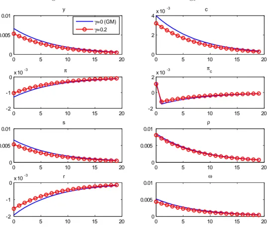 Figure 2: IRFs to a domestic technology shock.