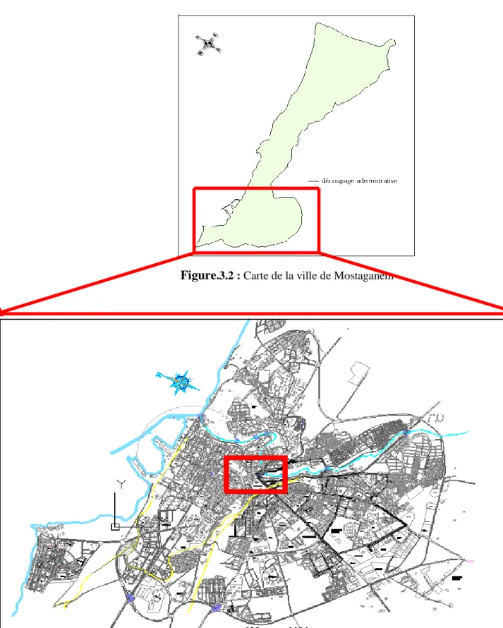 Figure .3.3 : Localisation de la zone d’étude dans la carte de  Mostaganem
