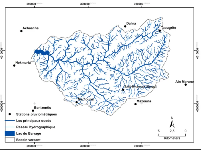 Figure 06 : Réseau hydrographique de la zone d’étude (Réalisée par : BELKALEM, A et  BENHACHEM,I.,2017) 