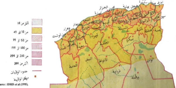 Fig. 01. Carte de situation du barrage vert (source INRF.2016)  1.1.3. Situation géographique de la wilaya de Djelfa 