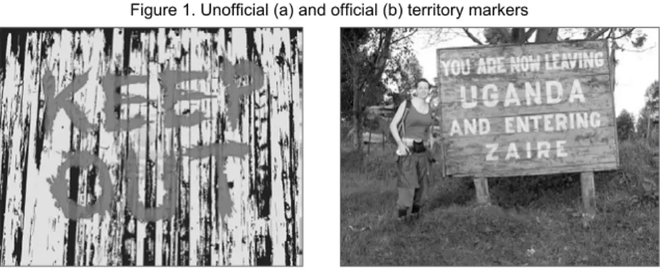 Figure 1. Unofficial (a) and official (b) territory markers