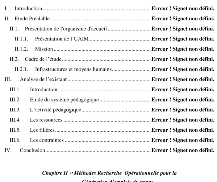 Table de matière 