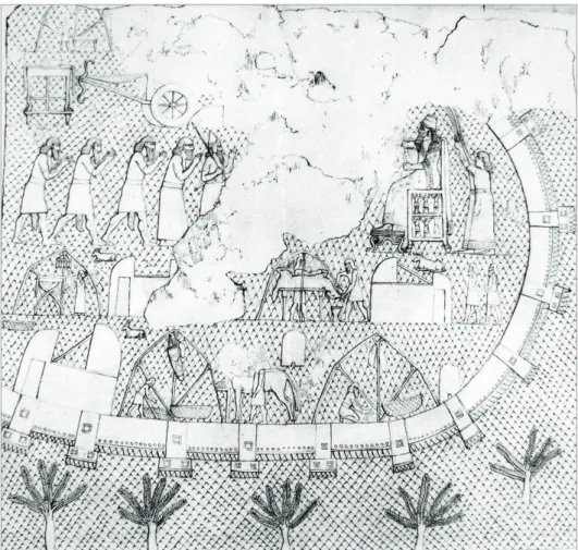 Fig. 6 : Bas-relief du Palais  de Sennachérib à Ninive (d’après Layard, 1853. II pl. 36).