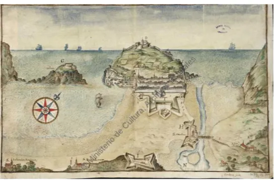 Figure 4. Vue de Saint-Sébastien et de sa baie en 1641 (A.G.S. Mapas Planos y Dibujos, 18-199) 
