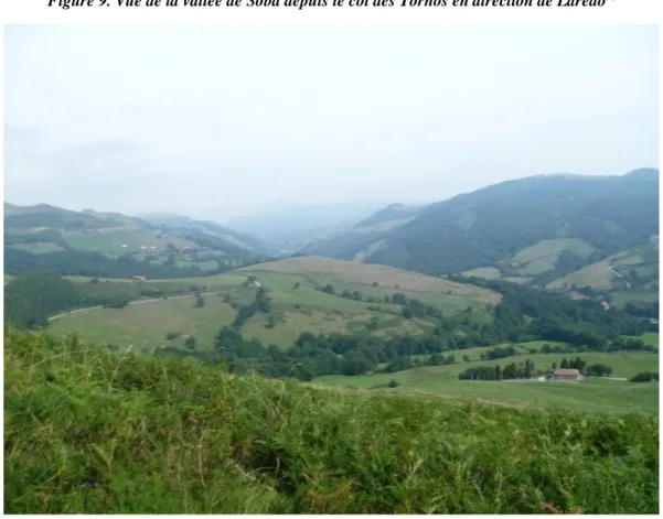 Figure 9. Vue de la vallée de Soba depuis le col des Tornos en direction de Laredo 78