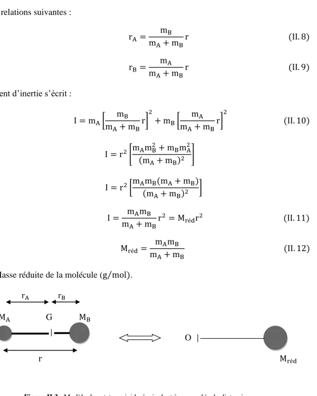 Figure II.2 : Représentation schématique d’une molécule diatomique hétéronucléaire .                                                            La position du centre de gravité d’une molécule diatomique vérifie la condition suivant :
