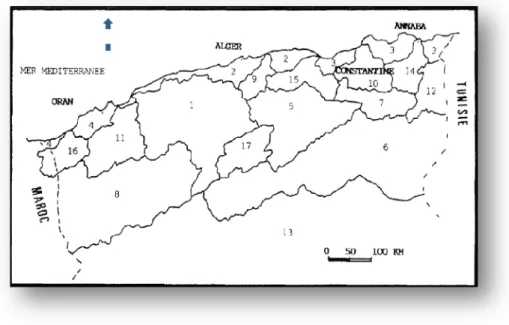 Figure 15 : Les 17 bassins versants en Algérie 