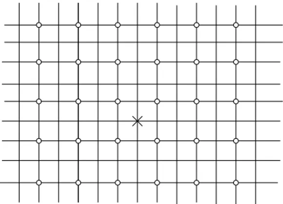 Figure 2: Regular lattice with holes (◦).