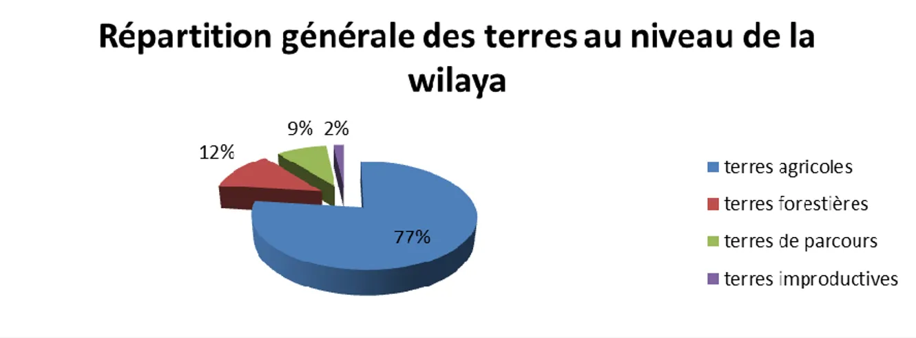 Figure n°5: répartition générale des terres au niveau de la wilaya. 