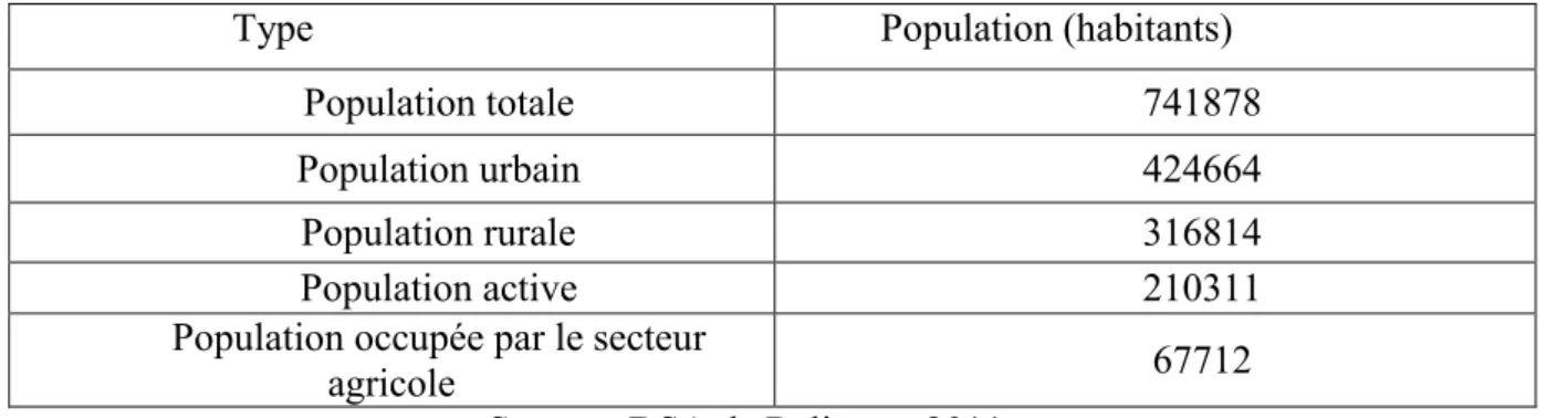 Tableau n°6 : la population de la wilaya de Relizane 