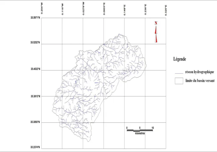 Figure 3.9 : Carte du réseau hydrographique du bassin versant de l‟oued Fergoug. 