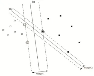 Figure 4. Exemples d’hyperplans séparateurs en dimension deux. [12]