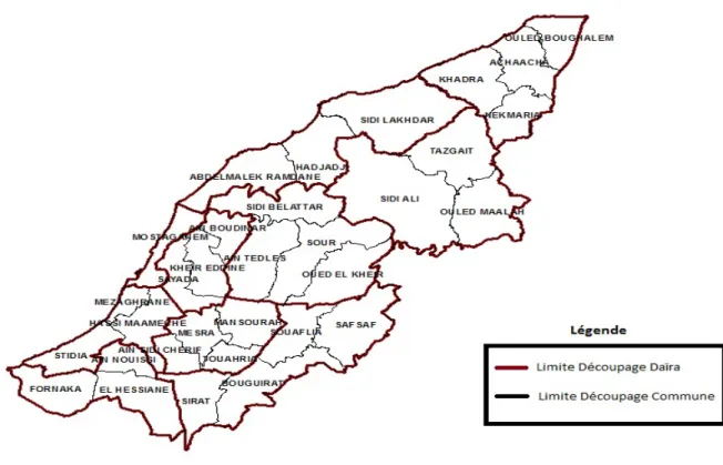 Figure 8 : Carte de découpage administratif de La Wilaya de Mostaganem.