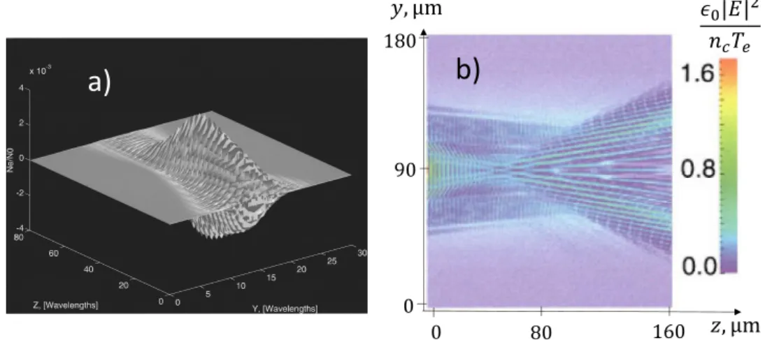 Figure 4. (a) Distribution of the ion acoustic wave amplitude in a tightly focused laser beam [50]