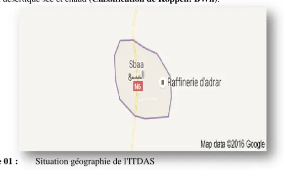 Figure 01 :  Situation géographie de l'ITDAS  SOURCE : Map data 2016 