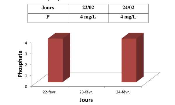 Tableau 7. Les résultats du phosphore du22/02/2015 au24 /02 /2015 