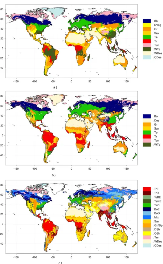 Figure 2. PNV distribution predicted by MLR (a) with the same biome scale as for figure 1(c)