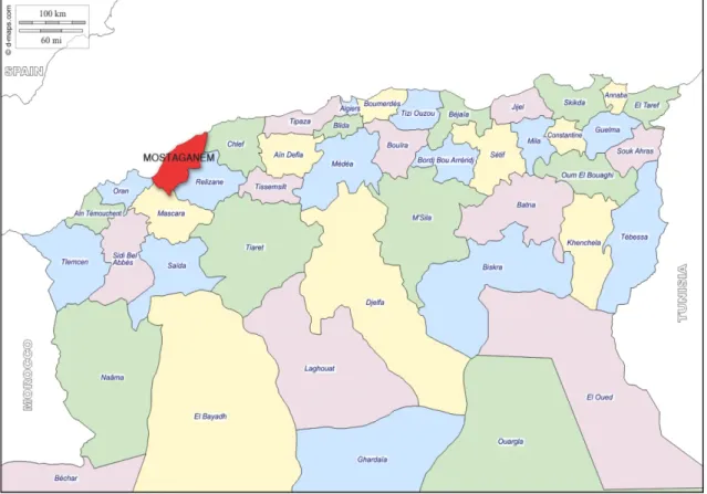 Figure 5. Localisation géographique de la région de Mostaganem 