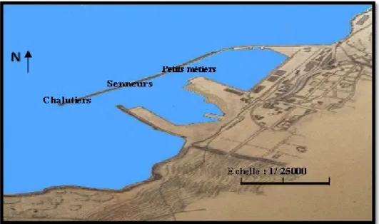 Figure 08: Plan d’amarrage du port de Mostaganem (Entreprise portuaire de Mostaganem, 2009)