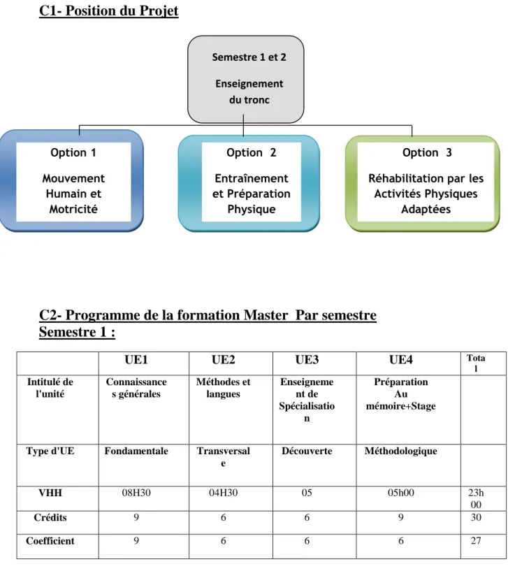 Tableau n° 12 représentant la synthèse des Unités d’Enseignement s1 