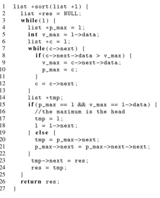 Fig. 3: A list sort program
