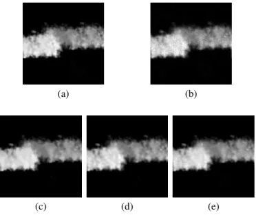 Fig. 8. Comparaison of the convergence of the constrained problem (59) and the unconstrained problem (14) (with a regularizing parameter given by (48)) on the synthetic image (a) from the figure 2.