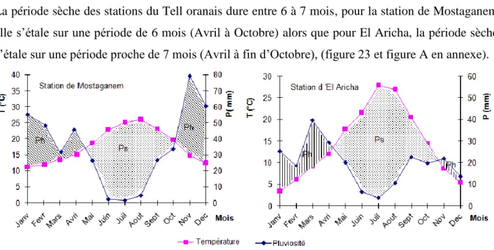 Figure 23 : Diagramme Ombrothermique des stations de Mostaganem et d’El Aricha  