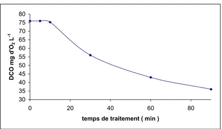 Figure 10: évolution de la DCO du REN en fonction du temps       