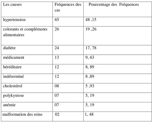 Tableau 8: Pourcentage  des causes d’IRCT. 