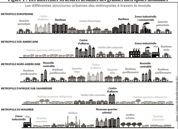 Figure 1 : Les différentes structures urbaines des grandes métropoles mondiales