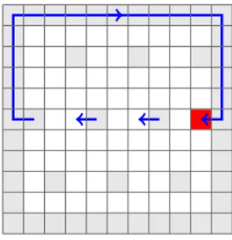 Figure 3: P 11  P 11 where the squares are vertices. Example of an attack in Case ii) at the red square