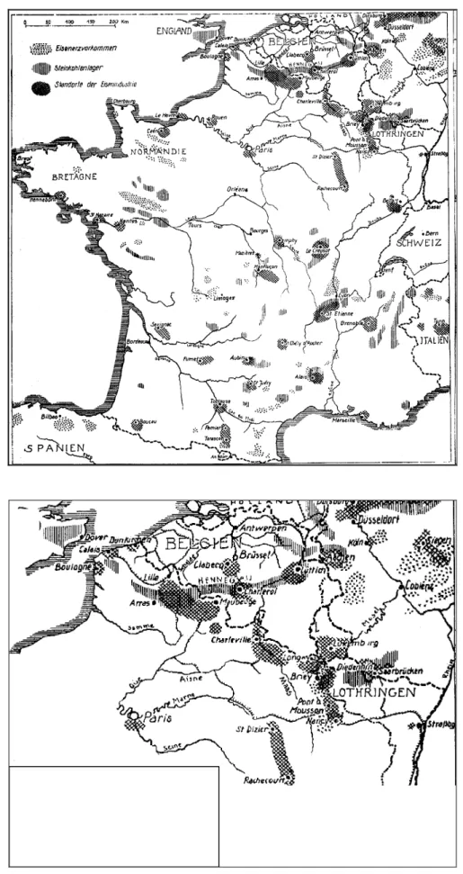 Figure 10. Principales localisations de la sidérurgie française dans les années trente 33