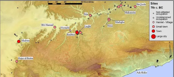 Fig. 4: Location of archaeological sites (7th cent. BC) 