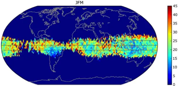 Figure  4  :  Percentage  of  cloud  points  identified  as  NAT-like  within  the  TTL  cold  clouds  shown  in  Fig