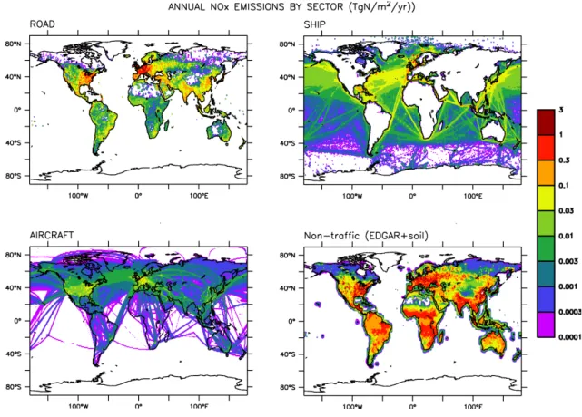 Fig. 1. NO x emissions (TgN/m 2 /year) used in QUANTIFY by sector.