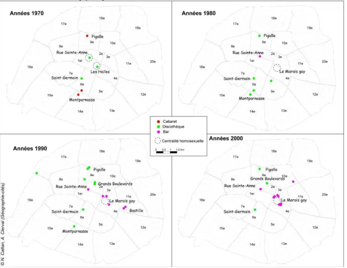 Figure 7.  Lesbian places in Paris since the 1970s