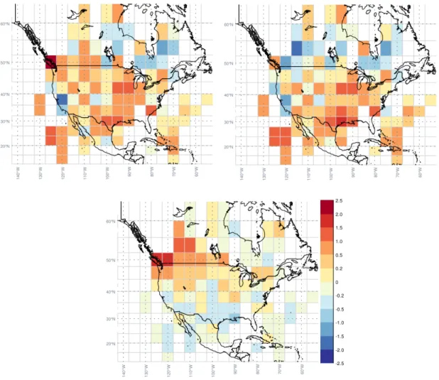 Figure 8. Summer mean model-data differences (bias) for the year 2010 between GOSAT ACOS XCO 2