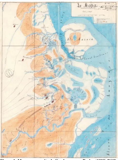 Figura 1: Mapa manuscrito de Coudreau para Reclus (1893) BGE,  Département de Cartes et Plans, tiroir Amérique latine - cartes partielles 