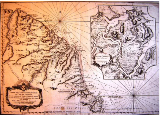 Figura 5: «Mapa da Guiana Francesa e a Ilha de Caiena» (1763) Mapa de S. 