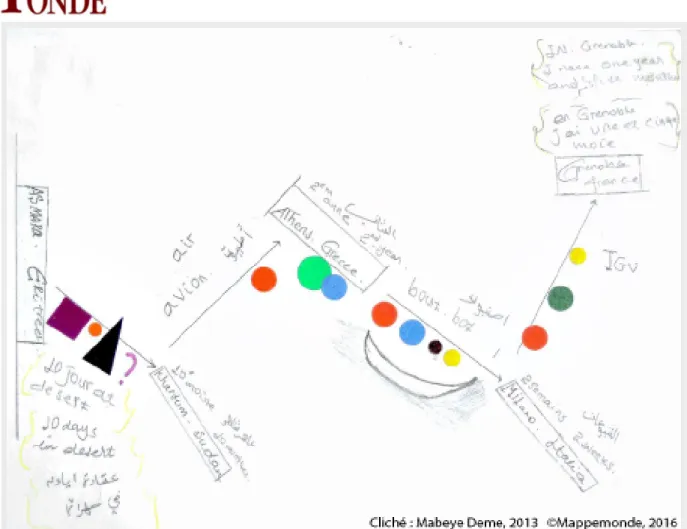 Figure 1b. D’Asmara, Érythrée, à Grenoble, France, carte réalisée par Alishum Ahmedin