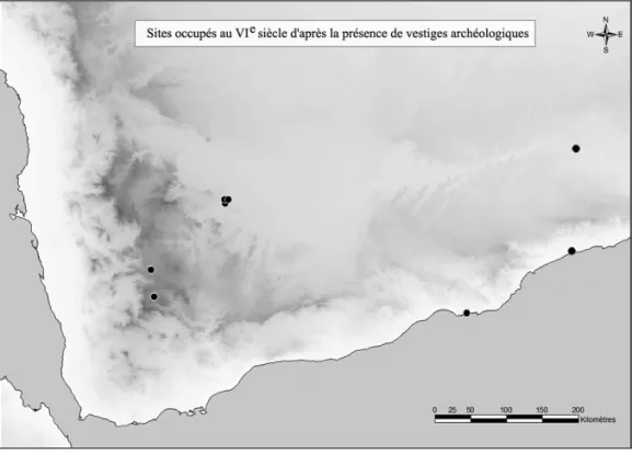 Fig. 6d – Carte des sites d’habitat où une occupation est attestée au  VI e s. apr. J.-C
