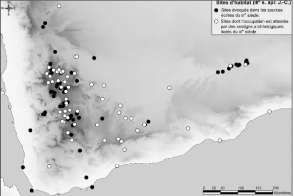 Fig. 1a – Carte des principaux sites d’habitat d’Arabie du Sud au  III e s. apr. J.-C.