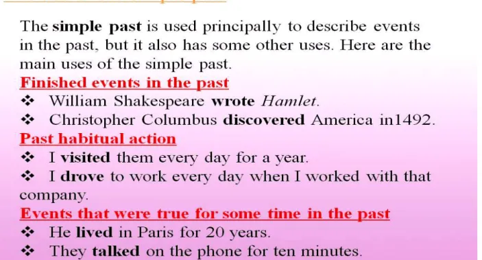 Figure 2.3: Use of Simple Past. 