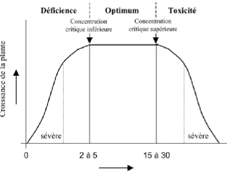 Figure 2 : Courbe de croissance en réponse au statut nutritionnel de la plante (d'après Reuter et  Robinson, 1997)