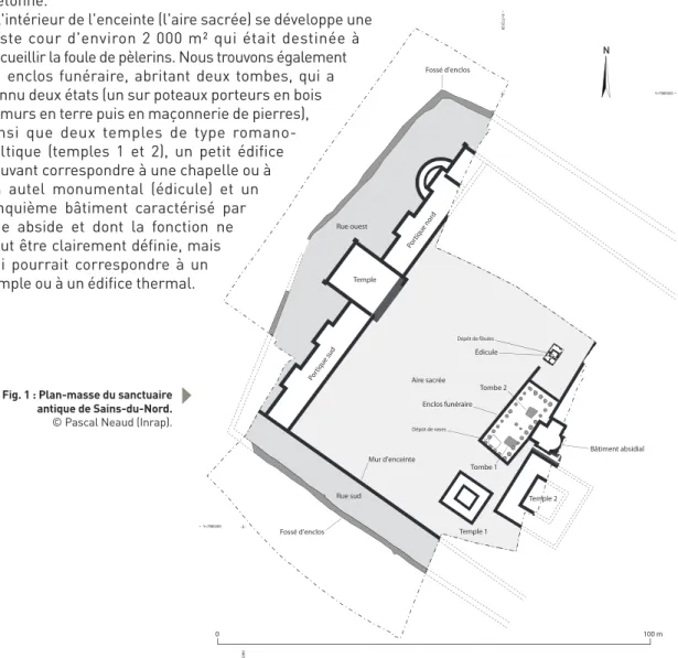 Fig. 1 : Plan-masse du sanctuaire antique de Sains-du-Nord. 
