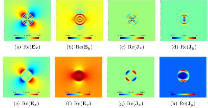 Figure 5: The electric-field and current-density distributions of the light-matter interaction of a Na nanowire.