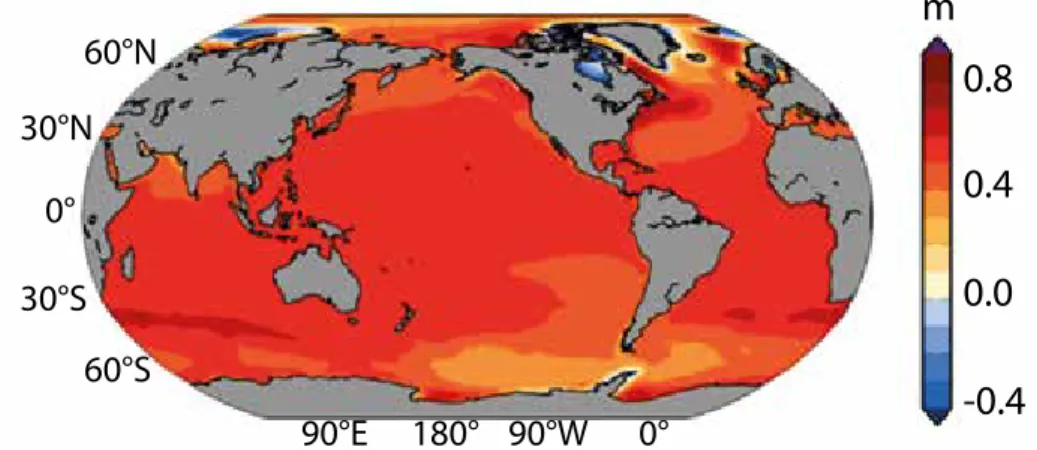 Fig. 4  ■  Simulation des inondations marines aux Pays-Bas avec une élévation de la mer d’un mètre (données : NASA ;  et simulation : http://flood.firetree.net).