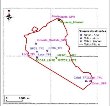 Figure 3 : Localisation des sources de données sur le centre de Cadarache 144 